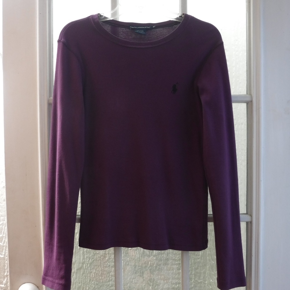 Ralph Lauren Sport Dark Purple Logo on Elderberry Color Crewneck Long/S Shirt